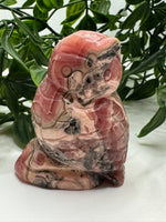 Rhodochrosite Owl - Crystal Carvings