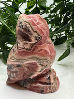 Rhodochrosite Owl - Crystal Carvings