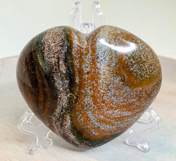 Ocean Jasper Large Heart 4 - Crystal Carvings