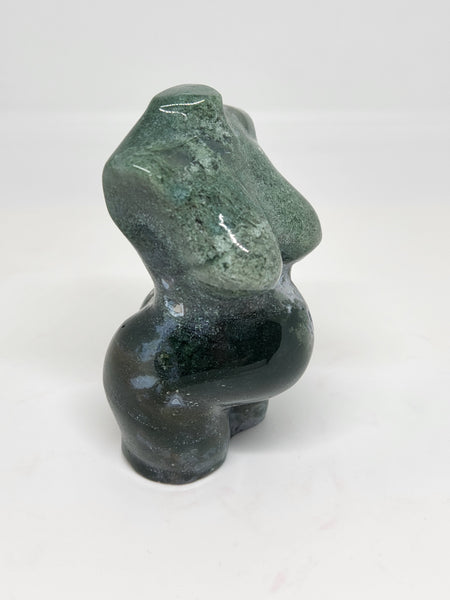 Moss Agate pregnant lady body - Crystal Carvings