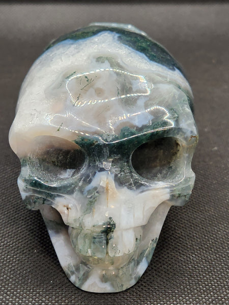 Moss Agate Skull with Druzy - Crystal Carvings
